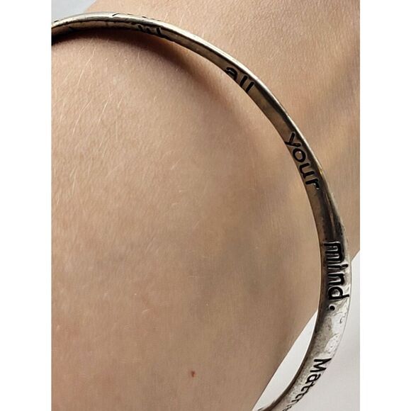 Matthew 22:37 Scripture Bangle Bracelet Silver tone 2.75in - Picture 5 of 5